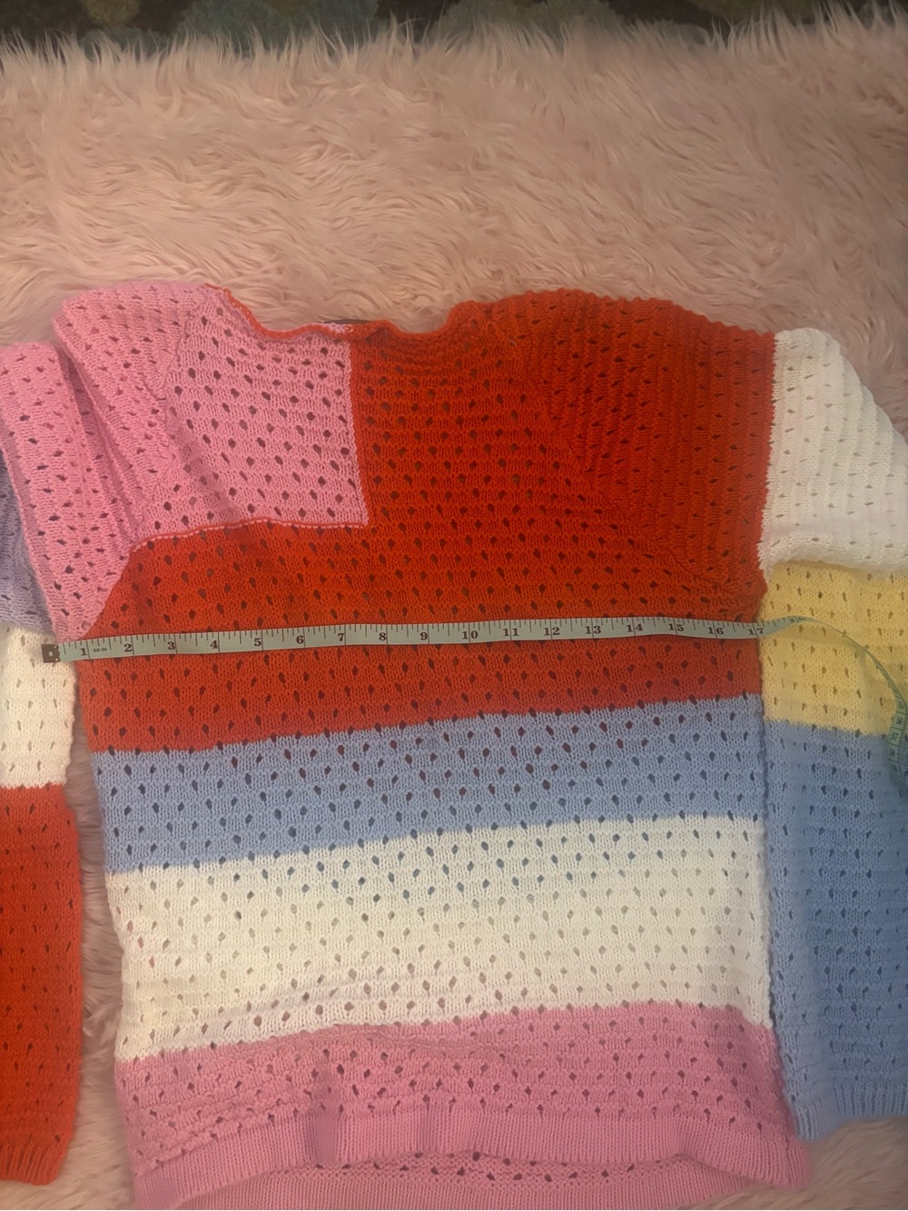 Colorblock Open-Knit V-Neck Sweater — Multi-Color - Picture 4 of 9
